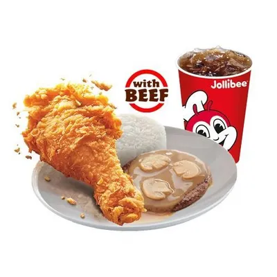 1pc ChickenJoy Meal w/Burger Steak - Jollibee Menu