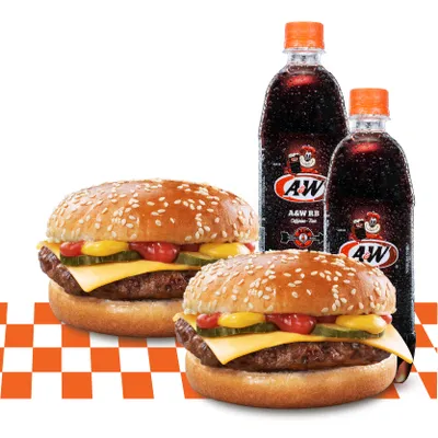 2 Cheese Burger RB Combo - A&W Menu