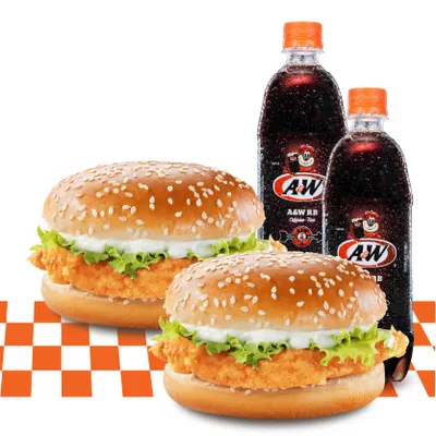 2 Chicken Burger RB Combo - A&W Menu