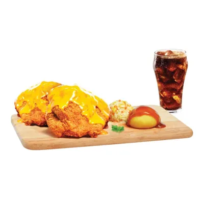 2pc Cheesy Meal - Borenos Fried Chicken Menu