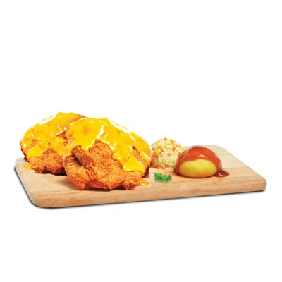 2pc Cheesy Meal (No Drink) - Borenos Fried Chicken Menu
