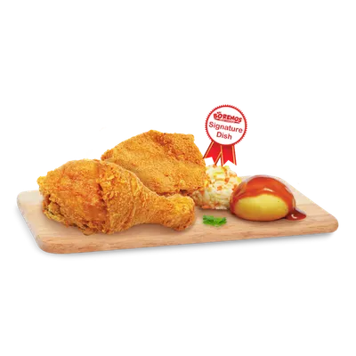 2pc Meal (No Drink) - Borenos Fried Chicken Menu