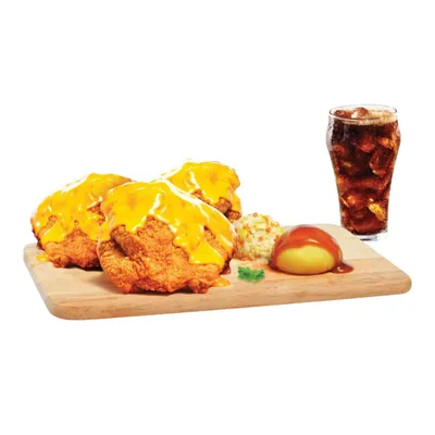 3pc Cheesy Meal - Borenos Fried Chicken Menu