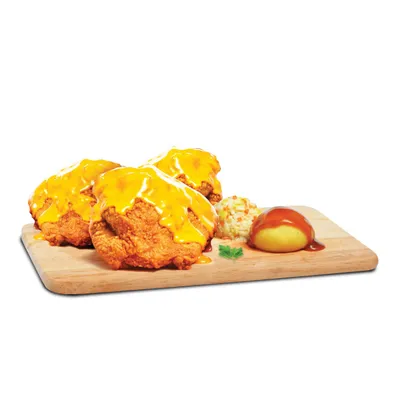 3pc Cheesy Meal (No Drink) - Borenos Fried Chicken Menu