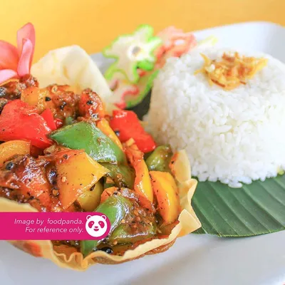 A03 Nasi Putih Blackpepper Chicken - Village Grill Menu