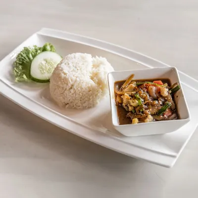 A04. Nasi Putih Black Pepper Beef - Village Grill Menu