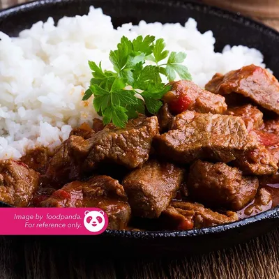 A04 Nasi Putih Blackpepper Beef - Village Grill Menu