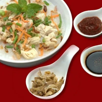 Bubur Ayam + Ikan Bilis - Bubur Istimewa Melaka Menu
