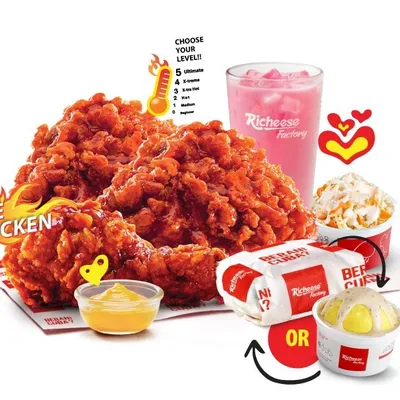 Combo 3 Fire Chicken - Richeese Factory Menu