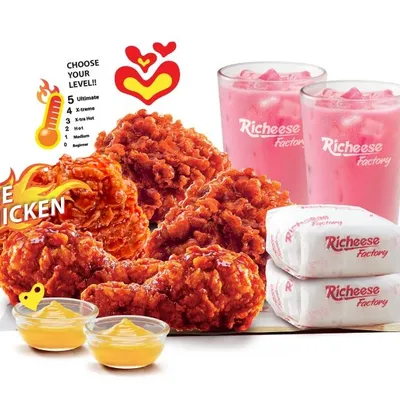 Combo 5 Fire Chicken- Rice
 - Richeese Factory Menu