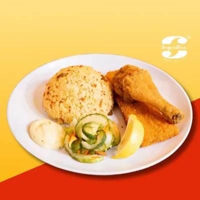 F5. Fish Fillet & Broasted Chicken with Savoury Rice - Sugarbun Menu