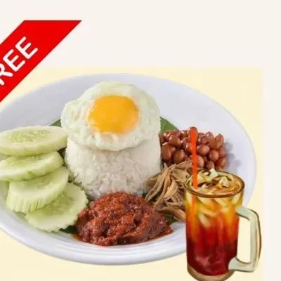 Free Teh O Ais - Nasi Lemak Telur Mata - Nasi Kerabu By Ciksue Menu