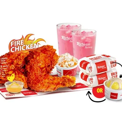 Half Fire Chicken Combo - Richeese Factory Menu