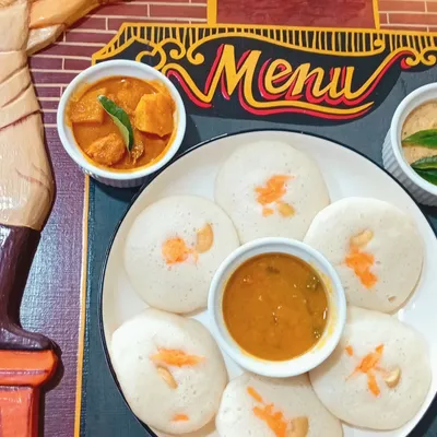 Idli (3 Pieces) + Vege Chicken Rendang - Saiva Kitchens Menu