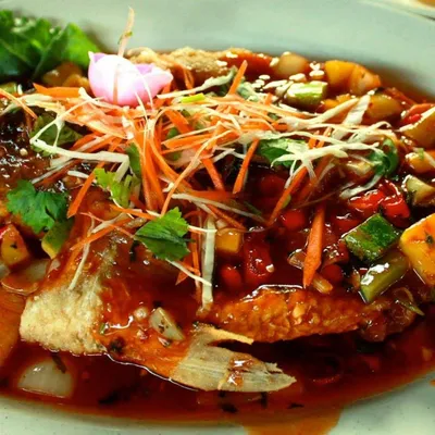 ikan siakap 3 rasa - Dayana Ala Thai Seafood Menu