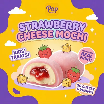 Mochi Strawberry Cheese (2 Piece) - Pop Meals Menu