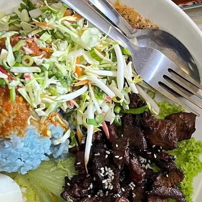 Nasi Kerabu Paru Sambal  - Nasi Kerabu By Ciksue Menu