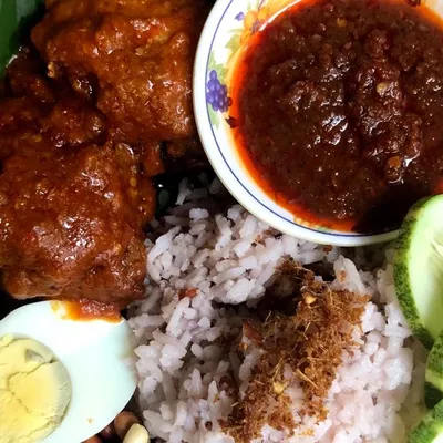 Nasi Lemak Rendang Ayam - Nasi Kerabu By Ciksue Menu