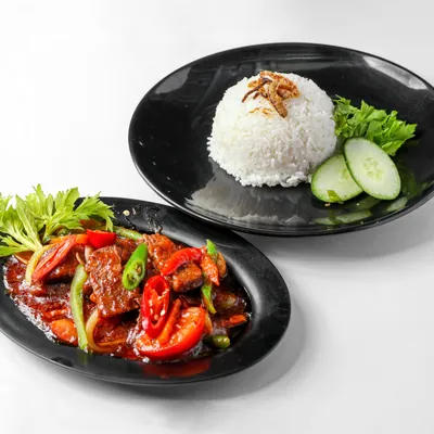 Nasi Putih + Ayam Masak Merah - Firas Ultimate Corner @ The Shore Menu