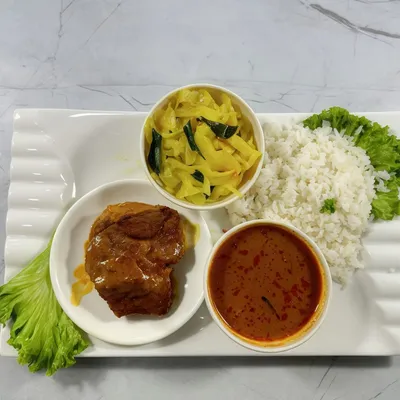 NASI PUTIH+ KAMBING KARI + SAYUR - Al Fariz Maju Menu