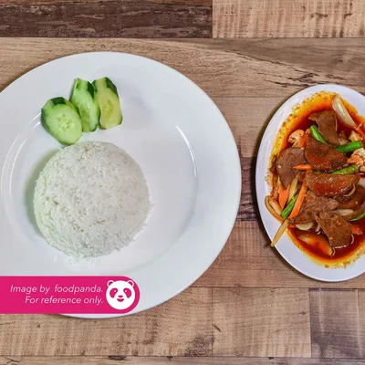 Nasi Putih + Paprik Daging - Eddy & Pak Mod Tomyam Seafood Menu