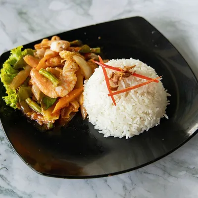 Nasi Putih Udang Paprik - H Deens Corner Menu