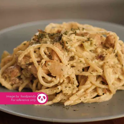 PT05. Spaghetti Beef Carbonara - Village Grill Menu
