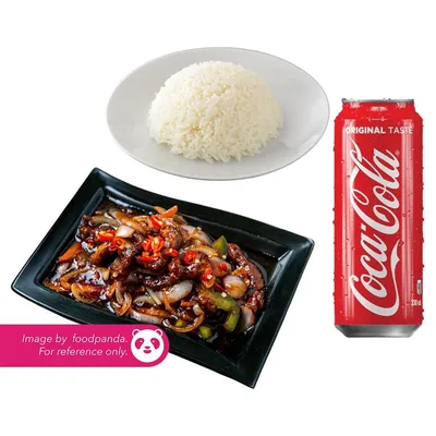 Set Shredded Chilli Beef Rice + Coca-Cola - Pak Cik Wong Group Menu