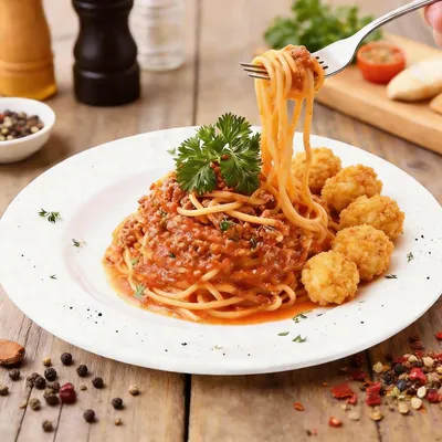 Spaghetti Bolognese with Popcorn Chicken 🍝🍗✨ - US Pizza Penang Menu