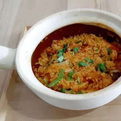 Tofu & Tempeh Masala Claypot Rice  - Saiva Kitchens Menu