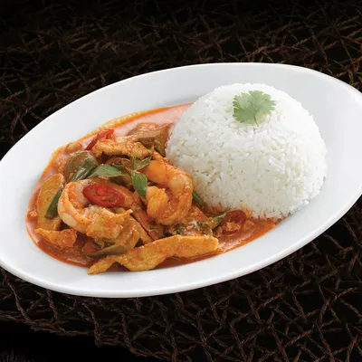 TR4.Stir Fried Prawn, Chicken & Chili with Rice - Johnny's Restaurant Menu