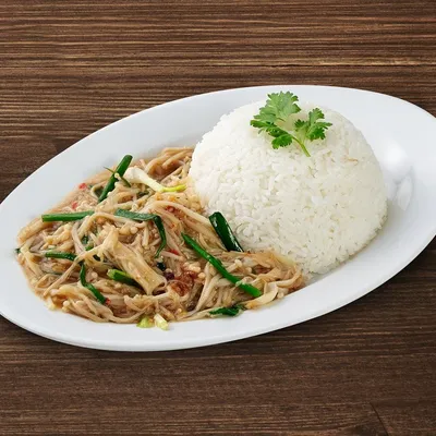 TR6.Stir Fried Enoki Mushroom With Rice - Johnny's Restaurant Menu