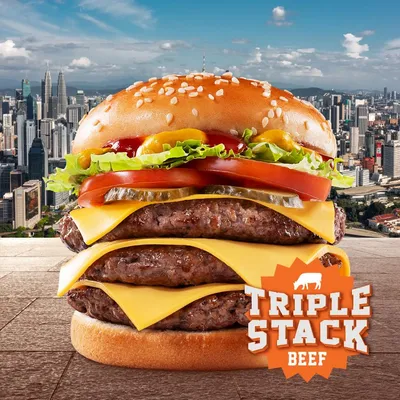 Triple Stack Beef Burger Ala Carte - A&W Menu