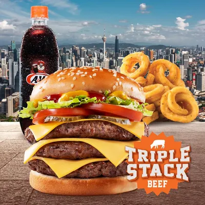 Triple Stack Beef Burger Combo - A&W Menu