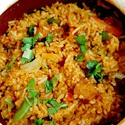 Vege Chicken Masala Claypot Rice - Saiva Kitchens Menu