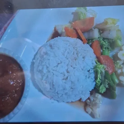 white rice stir fried mix vege tofu rendang - Saiva Kitchens Menu