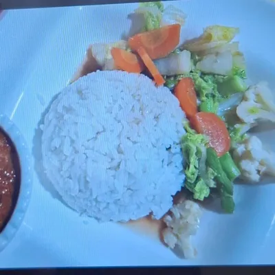 white rice stir fried mix vege tofu sambal - Saiva Kitchens Menu