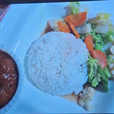 white rice stir fried mix vege vegetarian chicken sambal - Saiva Kitchens Menu